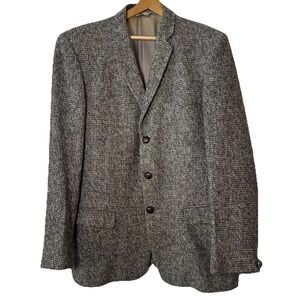 Vintage Alexandre Harris Tweed Blazer Mens 44 Gray Wool Milium Lined England